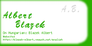 albert blazek business card